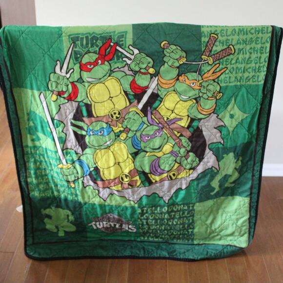 Vintage Kids Teenage Mutant Ninja Turtles TMNT Quilted Comforter Bed Spread 90s - Picture 1 of 6